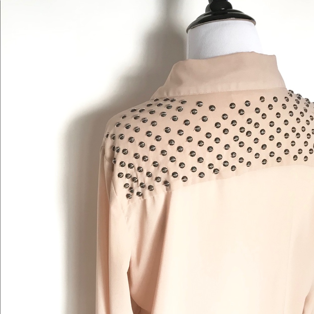 Bar III pink long sleeve button down &studded back